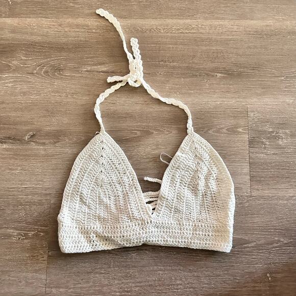 Debut Crochet Bra Top Beige Cream BOHO New Size S/M - Picture 1 of 6